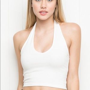 Brandy Melville white cropped halter top